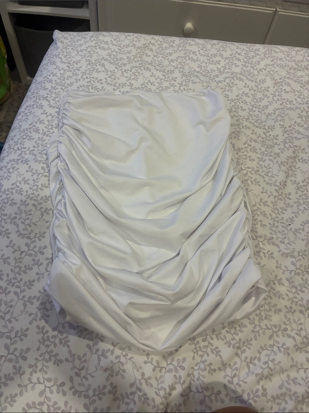 Amazon White Ruched Mini Skirt